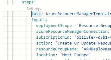 Azure DevOps for ARM templates: example task