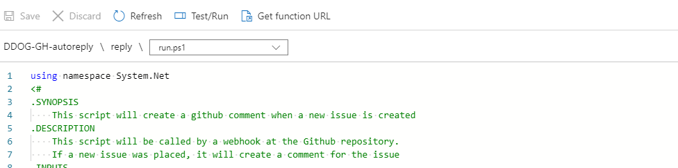 GitHub and Azure Function apps: Get the FA URL